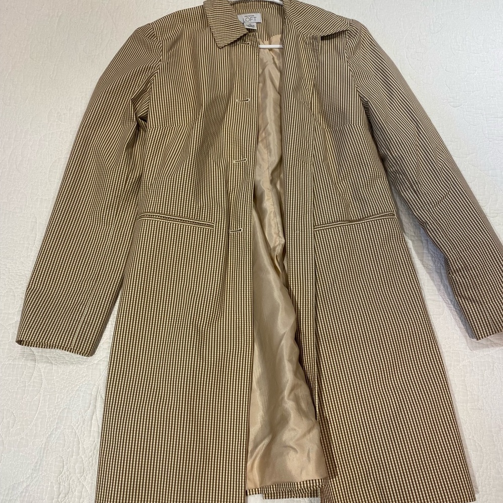 Ann Taylor Loft Checkered Trench Coat
